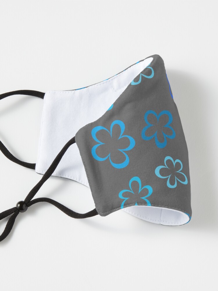 Alternate view of Funky Blue Retro Flowers Sticker Pack Mask
