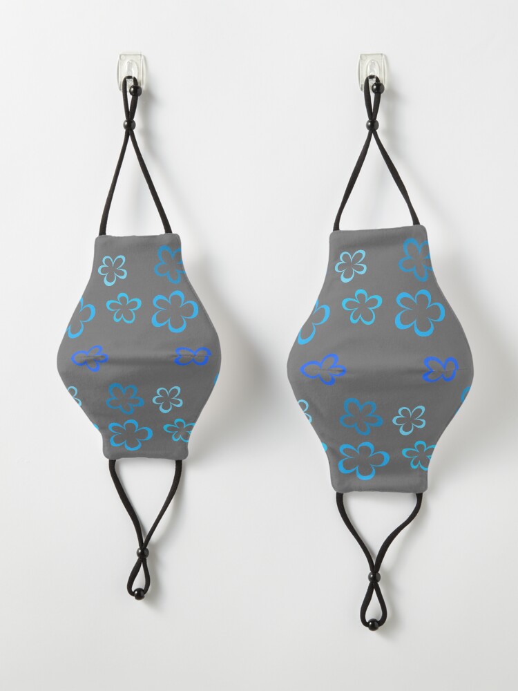 Alternate view of Funky Blue Retro Flowers Sticker Pack Mask