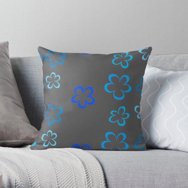 Funky Blue Retro Flowers Sticker Pack Throw Pillow