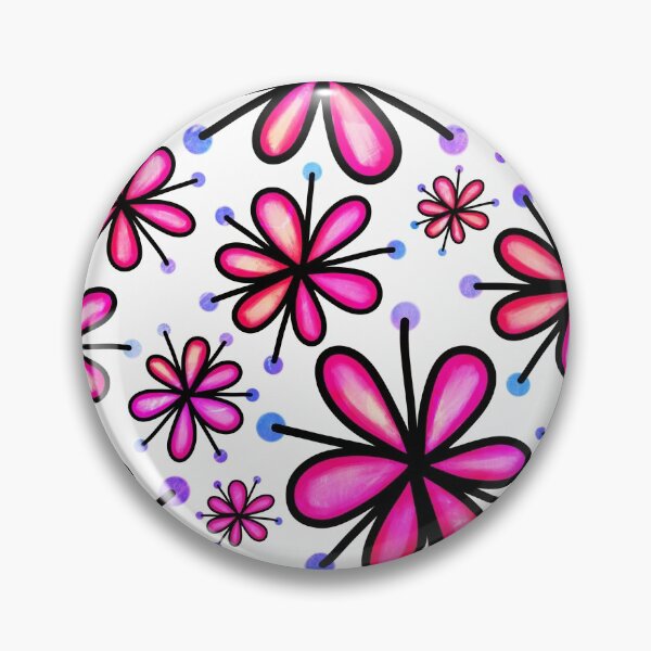 Item preview, Doodle Daisy Flores rosas, rojas y azules designed and sold by Element85.
