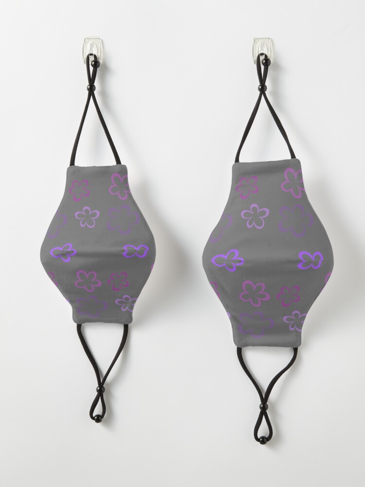 Alternate view of Funky Purple Retro Flowers Sticker Pack Mask