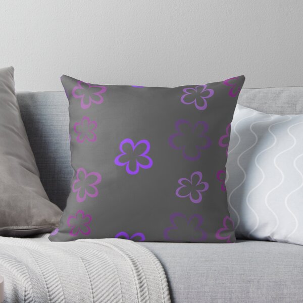 Funky Purple Retro Flowers Sticker Pack Throw Pillow