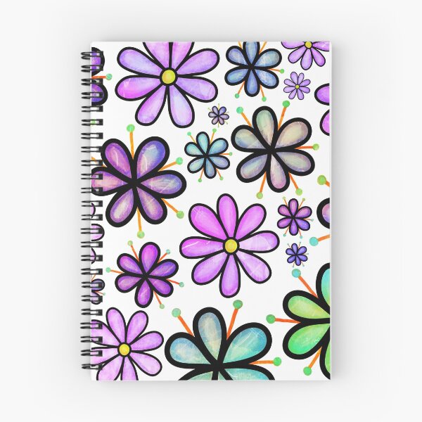 Item preview, Doodle Daisy Flores moradas, grises y amarillas designed and sold by Element85.
