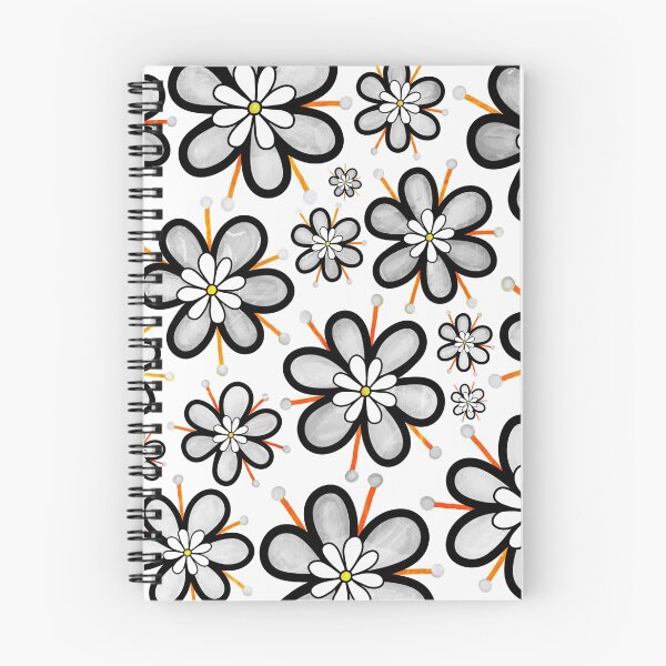 Item preview, Doodle Daisy Flores blancas, grises y naranjas designed and sold by Element85.