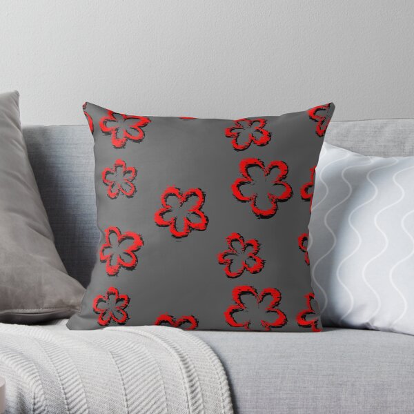 Funky Red Retro Glitch Flowers Sticker Pack Throw Pillow