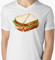 Ham Sandwich Pattern V-Neck T-Shirt