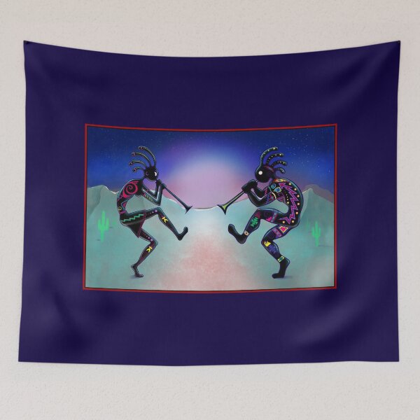 Item preview, Kokopelli and Kokopellmana play music in the desert. designed and sold by Caummon Thread.