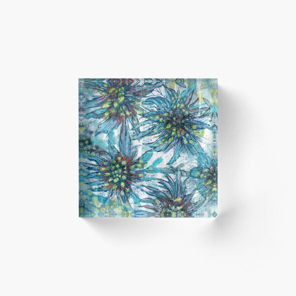 Wild turquoise flowers Acrylic Block