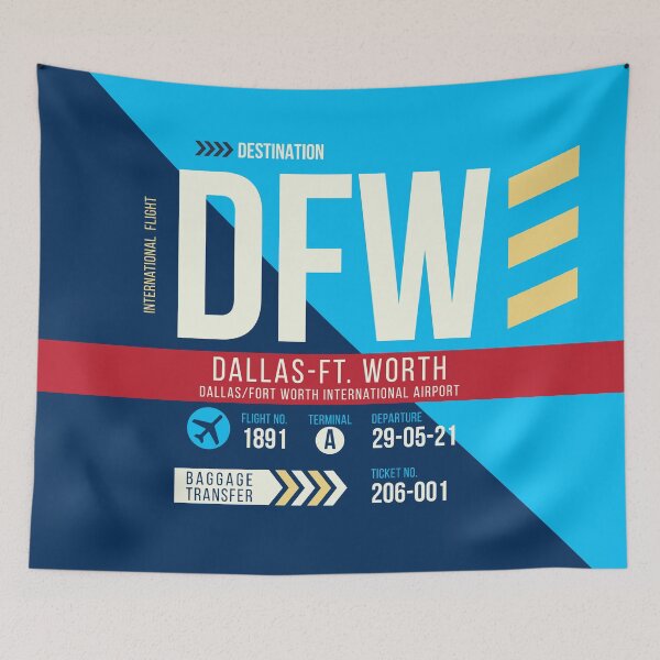 Item preview, Dallas Ft Worth (DFW) Airport Code Baggage Tag designed and sold by SLAG-Creative.