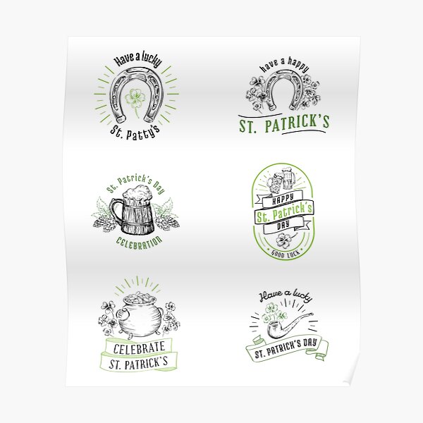 Happy St Patricks Day Sticker Pack 1 (Saint Paddys) Poster