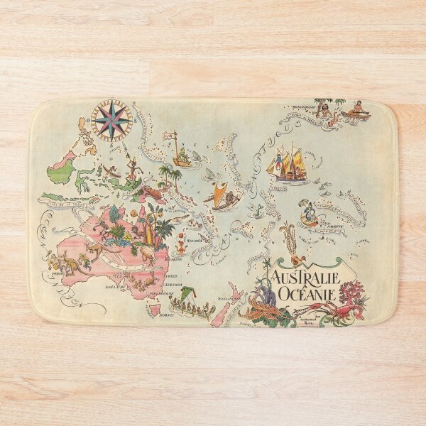 Item preview, Illustrated Map of Australia and Oceania. 1951, Jaques Liozu designed and sold by Gin  Neko.