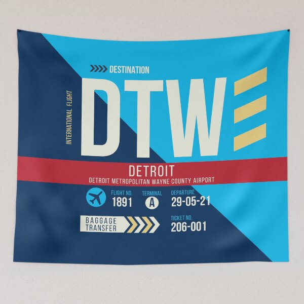 Item preview, Detroit (DTW) Airport Code Baggage Tag designed and sold by SLAG-Creative.