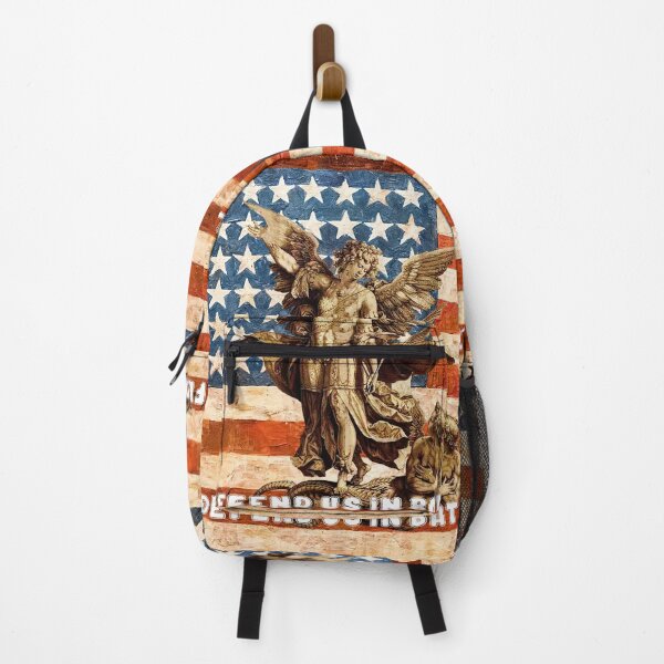 Item preview, St Michael Angel Catholic Saint Archangel USA United States Flag Patriot designed and sold by hispanicworld.