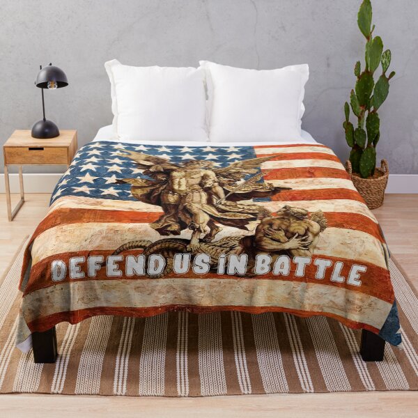 Item preview, St Michael Angel Catholic Saint Archangel USA United States Flag Patriot designed and sold by hispanicworld.