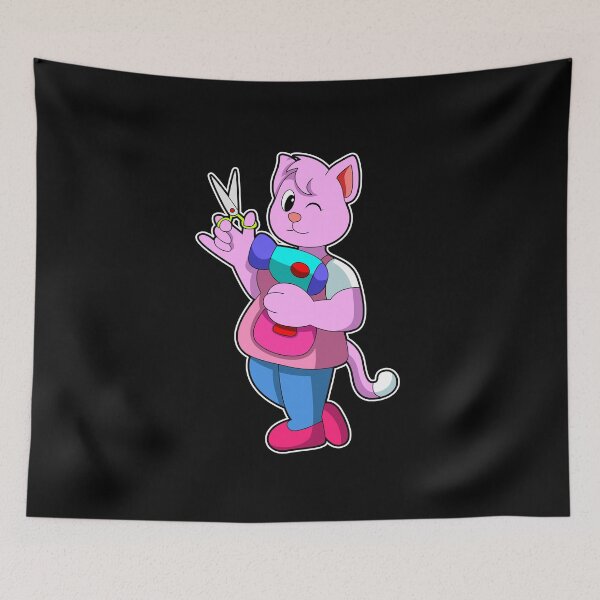 Item preview, Cat as Hairdresser with Scissors & Hair dryer designed and sold by Snabdesign84.