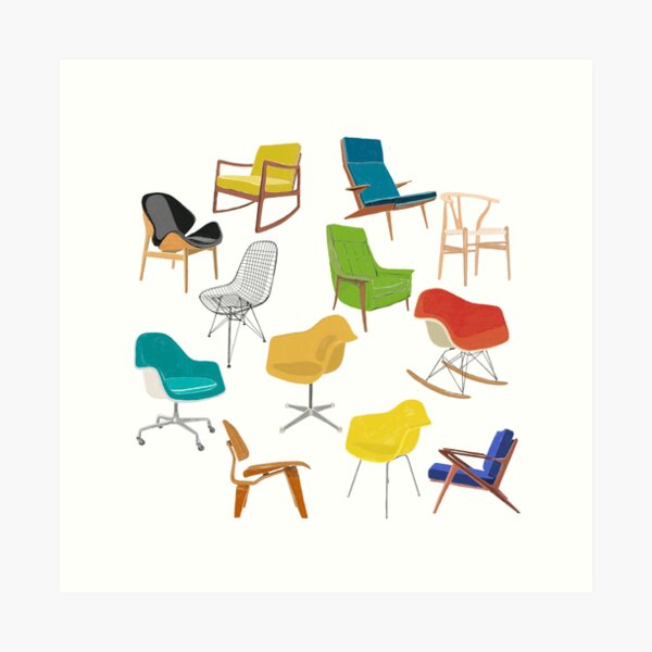 Item preview, midcentury modern chairs designed and sold by urbansketcher.