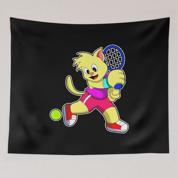 Item preview, Cat at Tennis with Tennis racket & Tennis ball designed and sold by Snabdesign84.