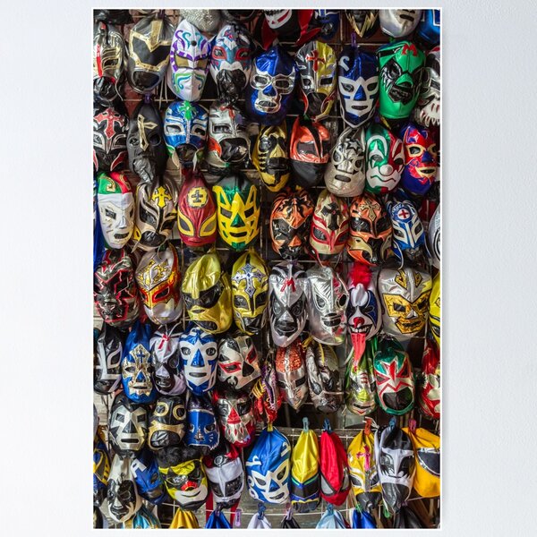Colorful Mexican Lucha Libre Wrestling Masks Poster
