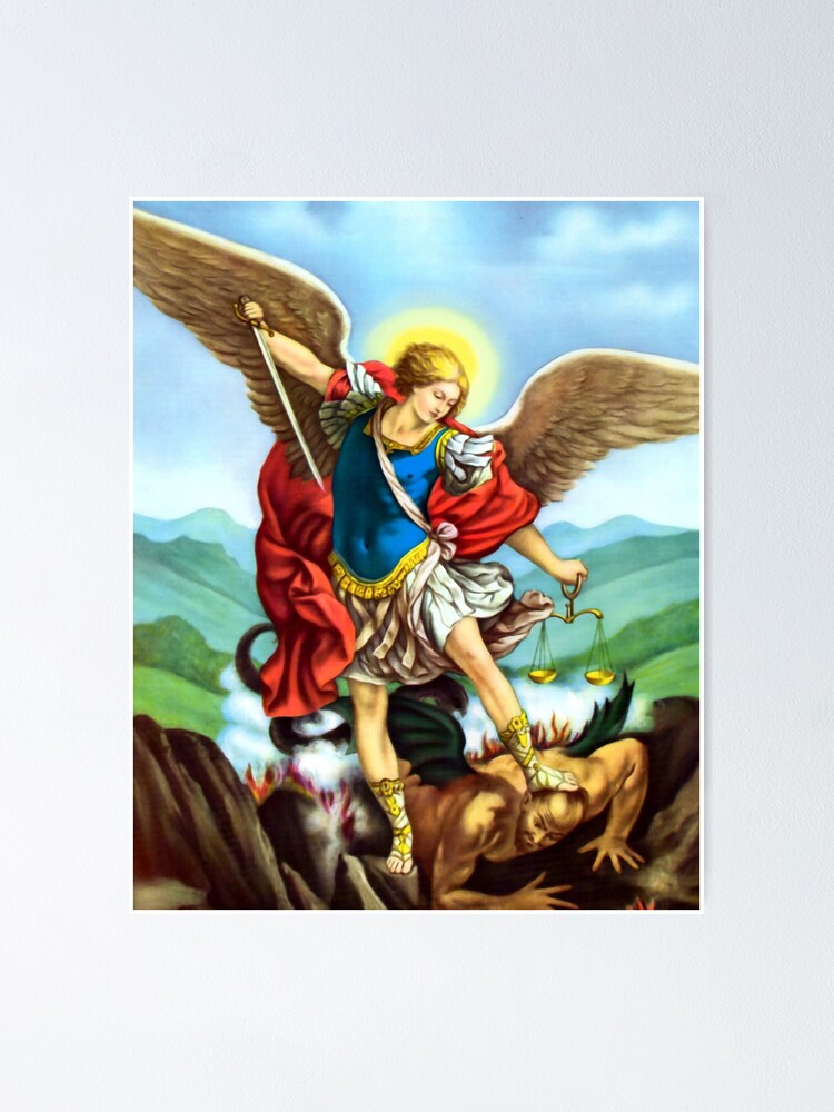 St Michael The Archangel Angel Catholic Saint Poster By Hispanicworld Redbubble