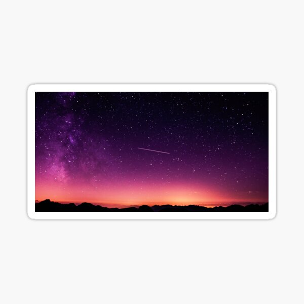 Art Inspired by Nature Art, Illustration, purple, stars, mountain, Landscape, beautiful nature Sticker