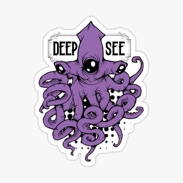 Deep See Monster Hammerhead Kraken Urban Art Design Glossy Sticker