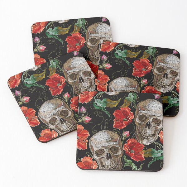 Item preview, Skull and red roses designed and sold by matrioshka.