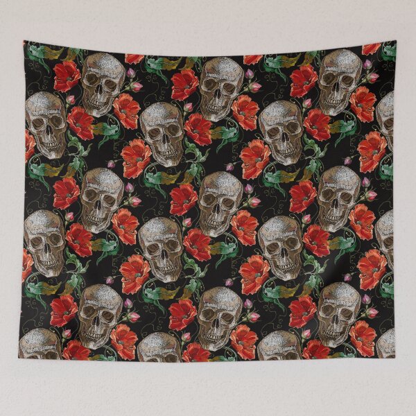 Item preview, Skull and red roses designed and sold by matrioshka.