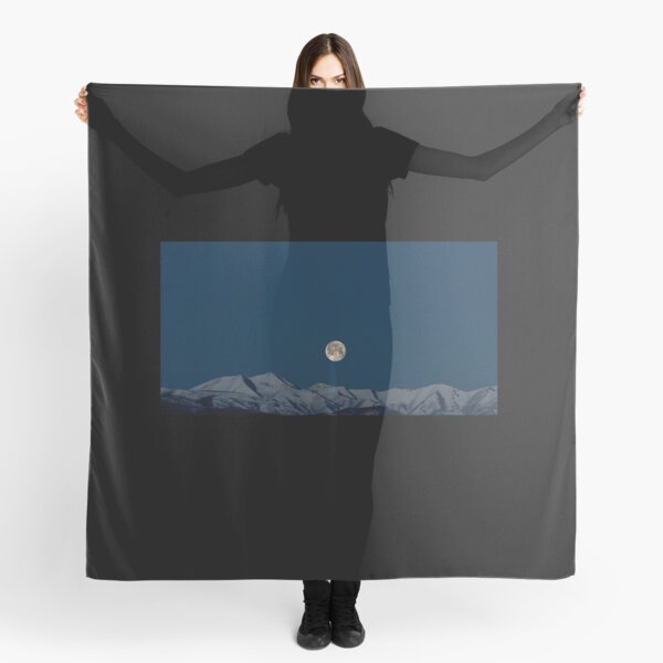 Art Inspired by Nature Art, Illustration, Blue, Sky, Landscape, Mountain, Moon, beautiful nature Scarf