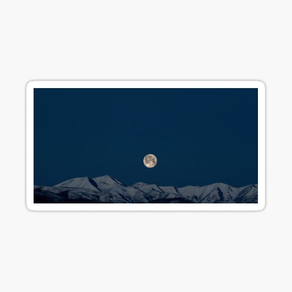 Art Inspired by Nature Art, Illustration, Blue, Sky, Landscape, Mountain, Moon, beautiful nature Sticker