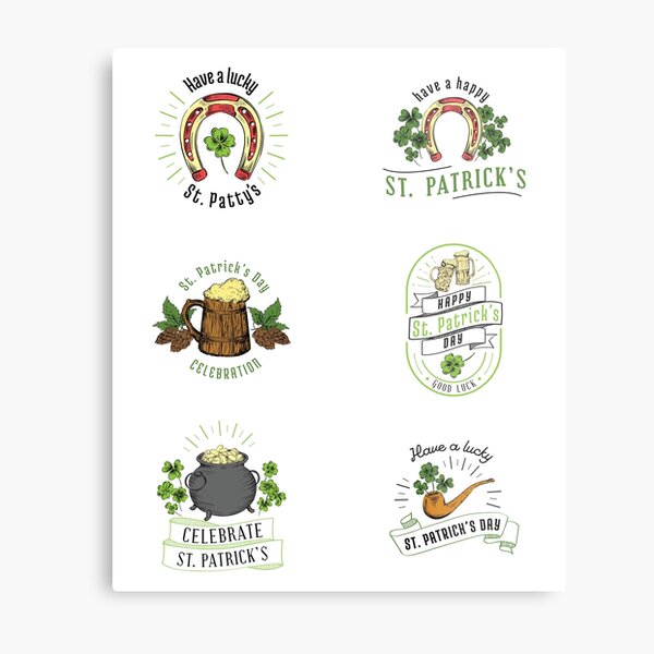 Happy St Patricks Day Sticker Pack 2 (Saint Paddys) Metal Print