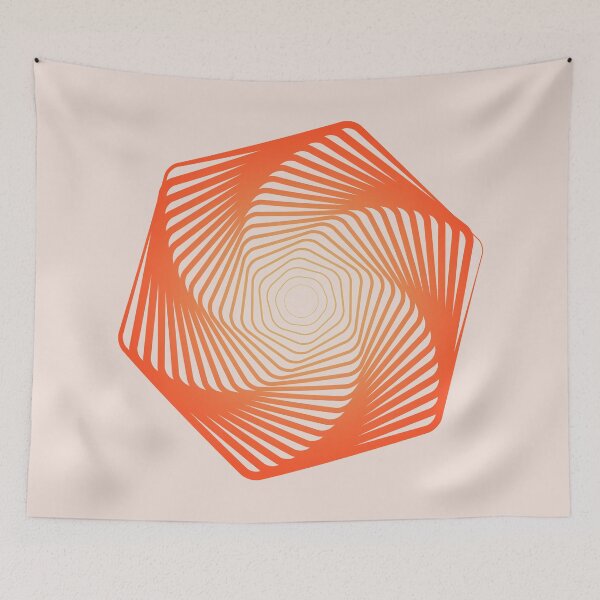 Item preview, Ilusión óptica de hexágono de gradación amarillo naranja sobre fondo beige designed and sold by MarkStudio.