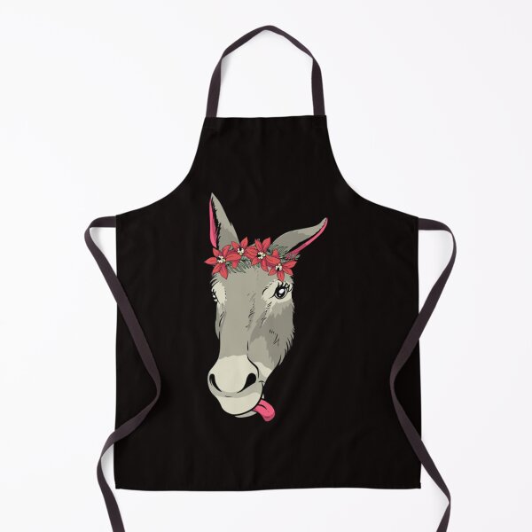 Cute Donkey Floral Gift I Mule Head Flowers Apron