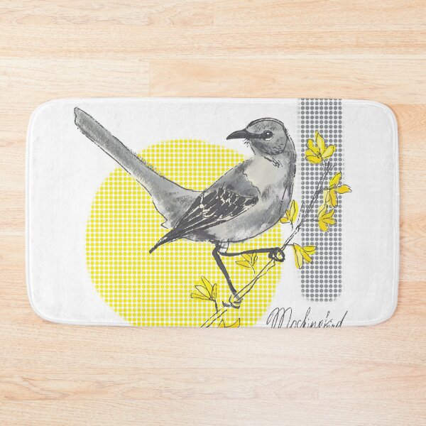 Item preview, Mockingbird and forsythia flowers, Pantone colors designed and sold by orangerinka.
