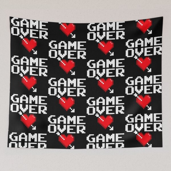 Item preview, Game Over Gamer Valentine 8 Bit Gaming Pixel Heart White designed and sold by GrandeDuc.