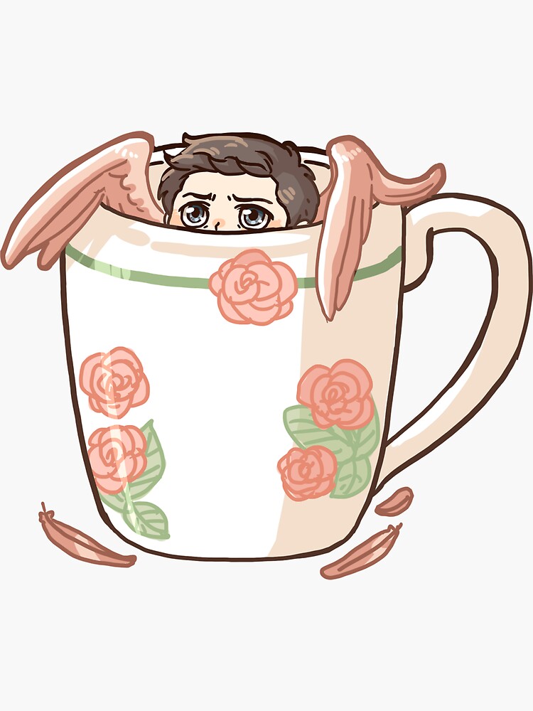 stuck in a teacup sticker by diminuel redbubble
