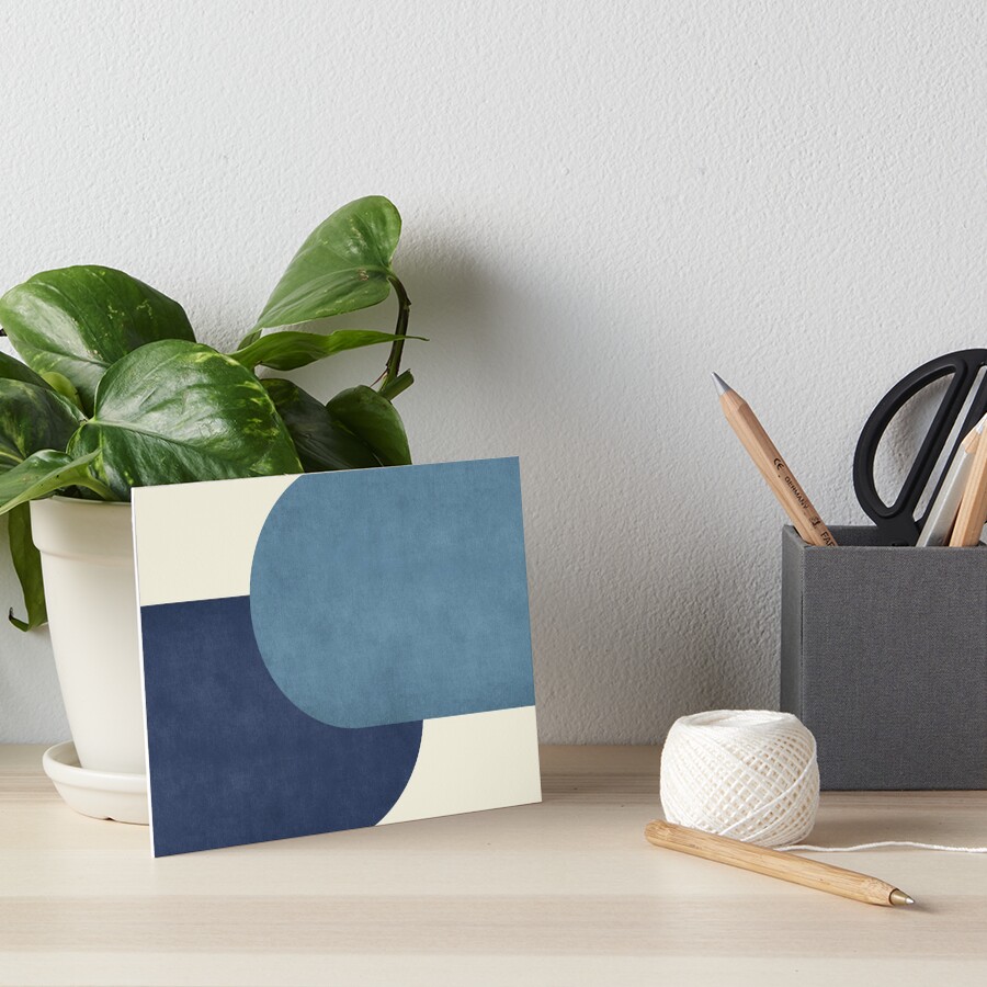 "Half Circle Colorblock Blue Navy" Art Board Print for Sale by