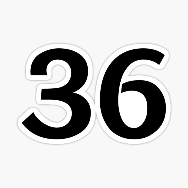 Number 36 White Black Stickers, Magnet