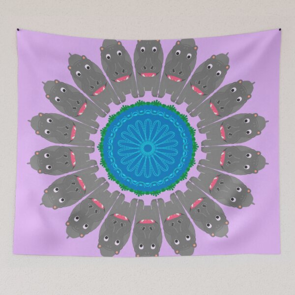 Item preview, Hippo Huddle Mandala Design designed and sold by MandalaZoo.