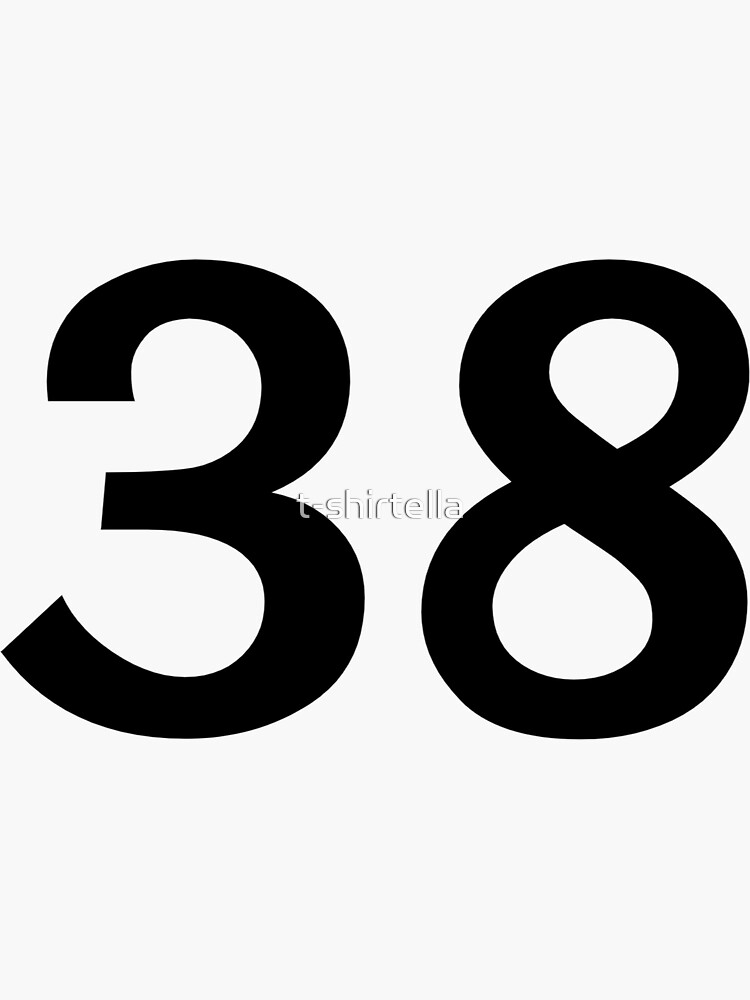 Number 38 Sticker for Sale by t-shirtella | Redbubble