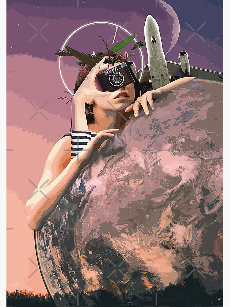 "Girl of the Earth Retro Collage" Sticker for Sale by