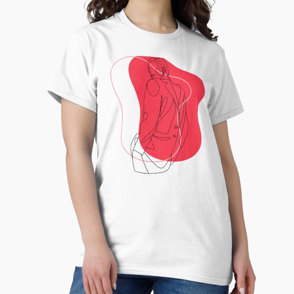 Vista previa del artículo con la obra «Silueta de mujer abstracta cereza minimalista», diseñado y vendido por gugenia.