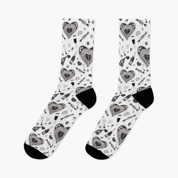 Item preview, Black and white drawings of hearts, flowers, champagne. valentines day ideas designed and sold by SychEvaartist.