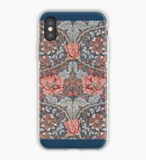 William Morris Blumenmuster in Rot und Blau iPhone-Hülle & Cover