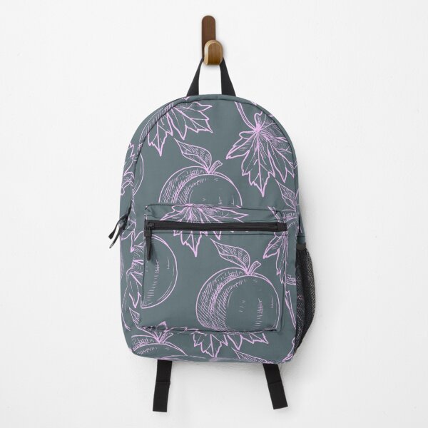Item preview, Pink maple leaves and plums on very dark grayish cyan designed and sold by fowons.