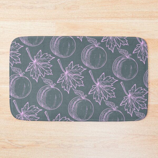 Item preview, Pink maple leaves and plums on very dark grayish cyan designed and sold by fowons.