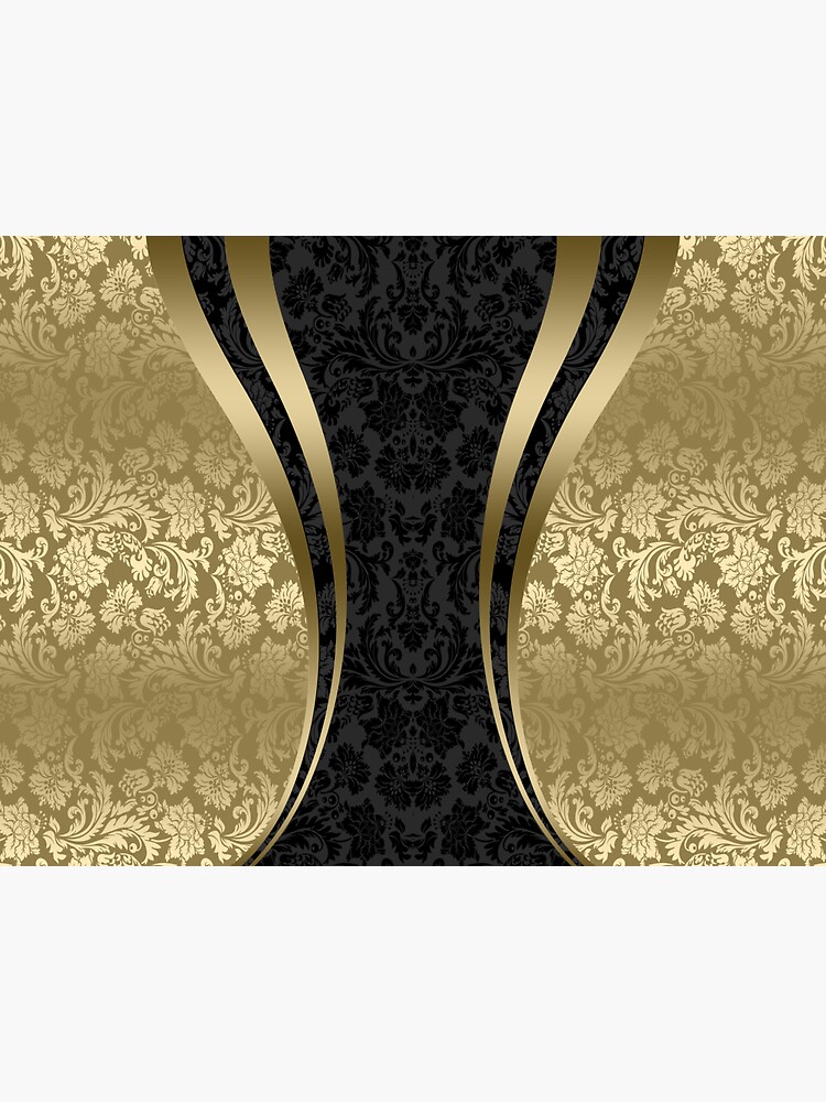 "Black And Gold Damasks And geometric Stripes" Sticker for Sale by
