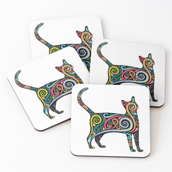 Item preview, Cat Silhouette With Colorful Swirls  designed and sold by JTS STORE.