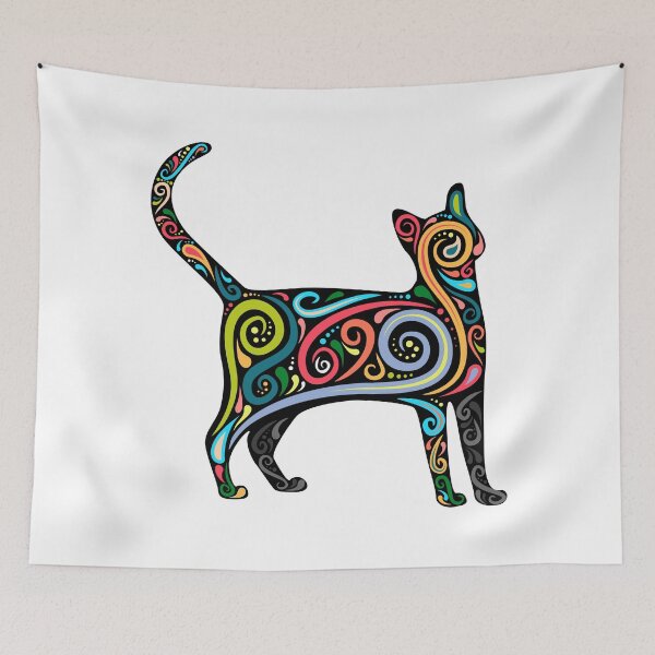 Item preview, Cat Silhouette With Colorful Swirls  designed and sold by JTS STORE.