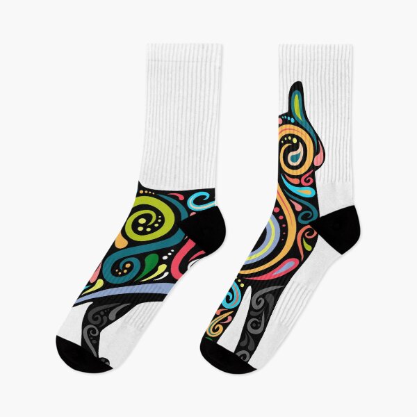 Item preview, Cat Silhouette With Colorful Swirls  designed and sold by JTS STORE.
