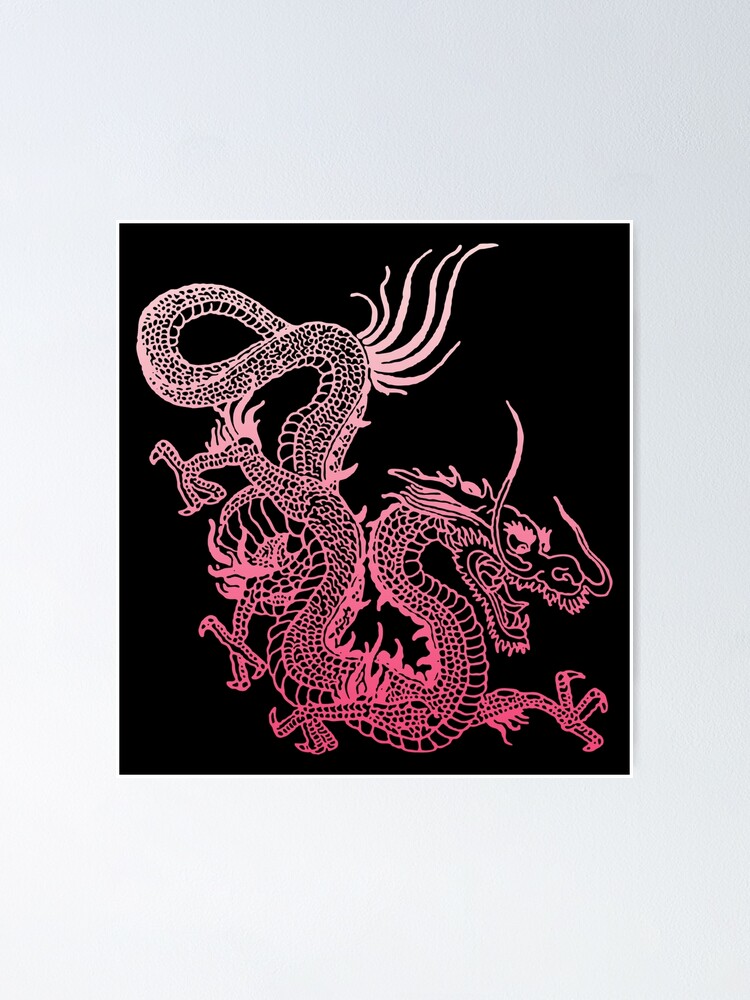 Pink Chinese Dragon Poster By Eddiebalevo Redbubble